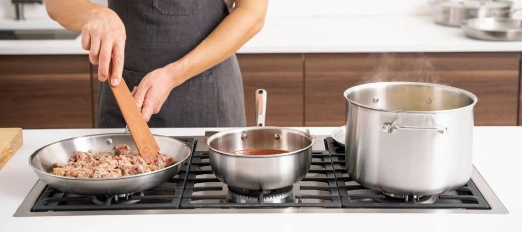 Side by side comparison Misen and All-Clad cookware performance testing